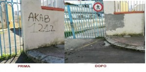 Montemesola (Taranto) - Scritta Antipolizia sul muro della scuola, il sindaco la fa rimuovere