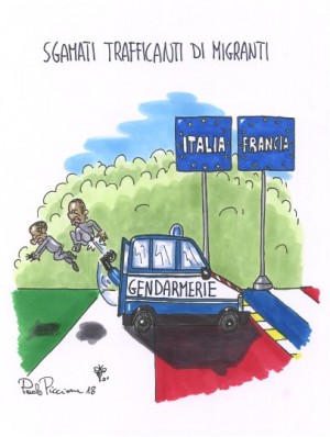 Gendarmerie scarica migranti in Italia...”dal nostro vignettista Paolo Piccione