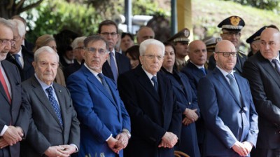 El presidente del Senado, Ignazio La Russa, junto al presidente italiano, Sergio Mattarella