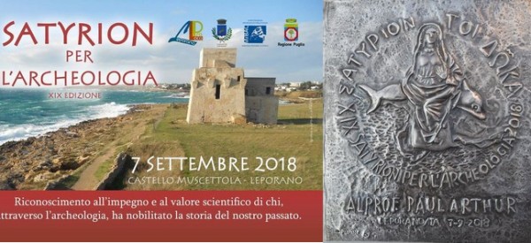 a lato Ninfa Satyria cesellata da Pupino Premio Satyrion per l&#039;Archeologia 2018