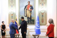 Caracas Palazzo di Miraflores  il procuratore capo della Corte penale internazionale (Cpi), Karim Khan, e Nicolas Maduro