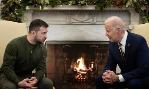 L&#039;incontro tra Zelensky e Biden, il 21 dicembre scorso, nello studio ovale della Casa Bianca 