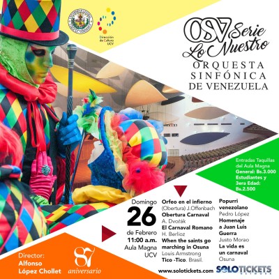 La Orquesta Sinfónica de Venezuela regresa al Aula Magna, este domingo 26 de febrero
