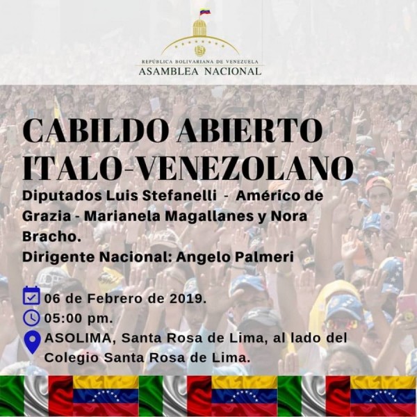 Oggi a Caracas gli italiani del Venezuela al fianco di Guaidò chiedono al governo Lega-M5S-Maie di unirsi all&#039;Europa