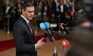  Pedro Sanchez (Psoe) in conferenza stampa