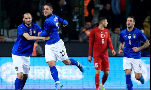 Raspadori esulta dopo il gol segnato alla Turchia