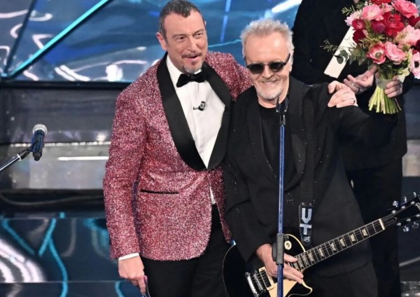 Umberto Tozzi con Amadeus in occasione dell&#039;ultimo Festival di Sanremo