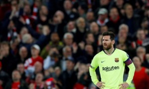 La desazón de Lionel Messi en el cuarto gol de Liverpool. 