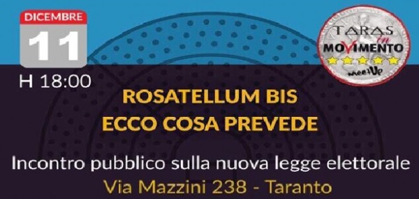 Taras in MoVimento «Rosatellum bis: ecco cosa prevede!»