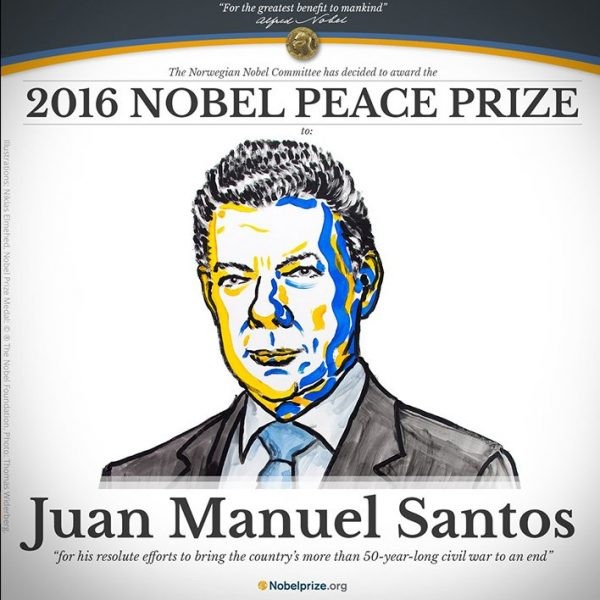Nobel de la Paz para el presidente colombiano Santos por sus esfuerzos de pacificación