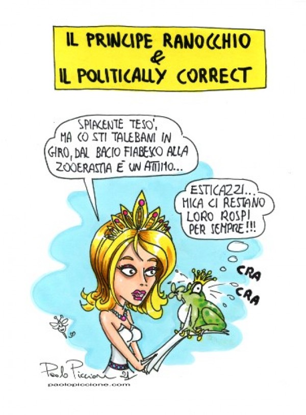 Dopo quello a Biancaneve… sotto accusa il bacio al Principe Ranocchio... le Vignette Satiriche di Paolo Piccione