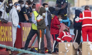 Sbarco in Sicilia di migranti soccorsi nel Mar Mediterraneo 