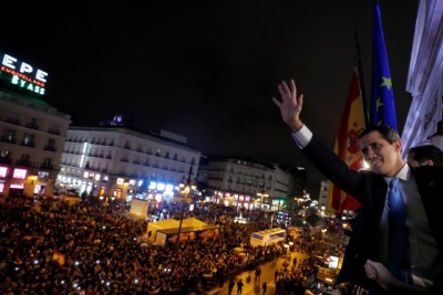 Guaidó arropado por venezolanos en Madrid