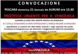 Protesta venezuelana a Pescara contro il Movimento 5 stelle