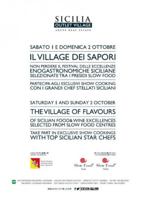 Weekend firmato Slow Food a Sicilia Outlet Village “Village dei sapori”: degustazioni, laboratori del gusto e show cooking con gli chef stellati Caruso e Cuttaia