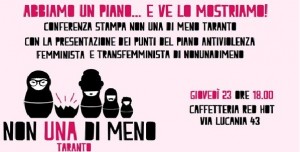 Taranto presenta Piano femminista contro violenza di genere scritto dal movimento Non Una Di Meno