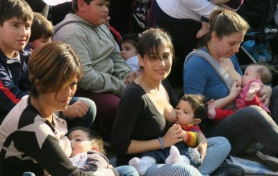 Mothers breastfeed openly in public places across Argentina to claim rights
