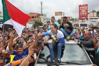 La líder opositora venezolana María Corina Machado salir a votar el próximo 28 de julio por Edmundo González, candidato presidencial por la Plataforma Unitaria.