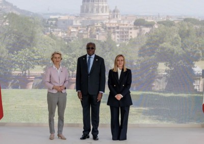 Villa Pamphili. Arrivi al Vertice sul Piano Mattei per l’Africa. Nella foto la Presidente del Consiglio Giorgia Meloni e la presidente della Commissione europea Ursula Von Der Leyen