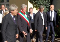 Bolzano - Ministro degli Esteri Gentiloni al Muro dell&#039;ex Lager di via Resia