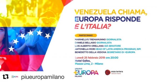 Ci vediamo stasera a Milano! Vi aspetto numerosi, per il Venezuela!