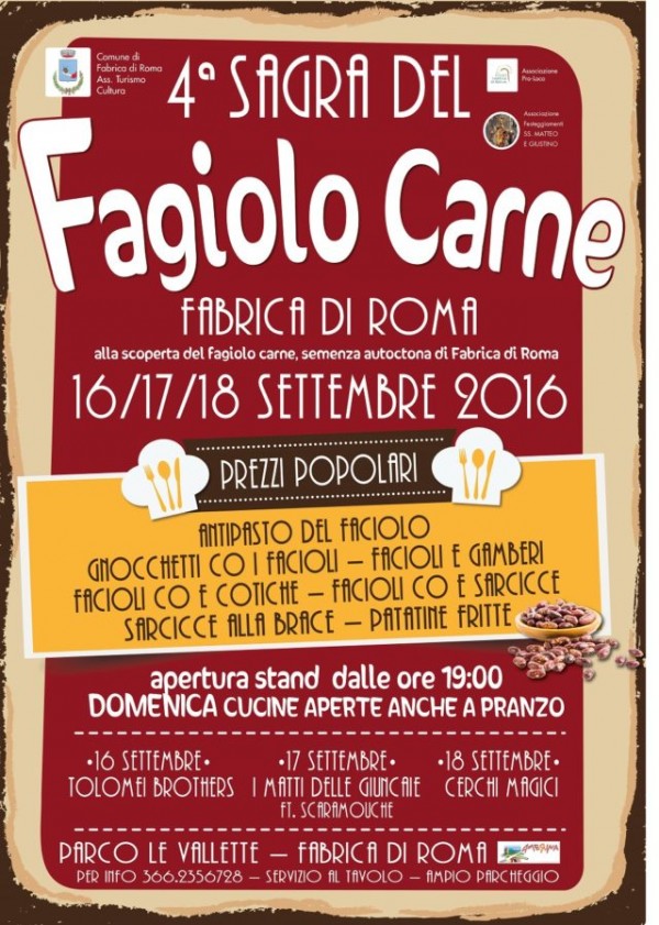 A Fabrica di Roma la quarta Sagra del Fagiolo Carne (16-17-18 settembre)
