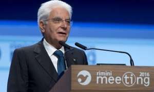 Il Presidente Sergio Mattarella durante il suo intervento alla cerimonia di inaugurazione della XXXVII edizione del Meeting per l&#039;amicizia fra i popoli 