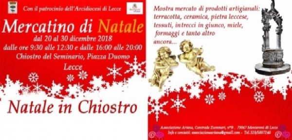 Lecce - “Natale in chiostro”, il mercatino più bello in Piazza Duomo