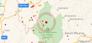 Scossa di terremoto di magnitudo 3,6 a Ussita, nelle Marche