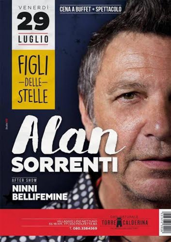 Alan Sorrenti in concerto @ Oasi naturale Torre Calderina, venerdì 29 luglio, Molfetta-Bisceglie