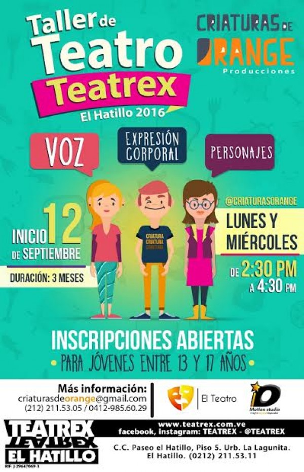 Criaturas de Orange y Teatrex brindan un espacio de teatro para adolescentes