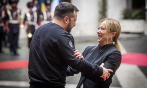 Giorgia Meloni e Volodymyr Zelensky a Palazzo Chigi