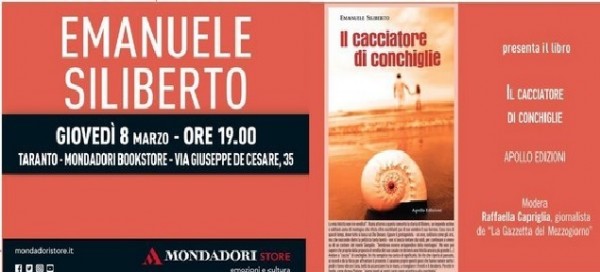 Taranto – Presentazione libro alla Mondadori Bookstore, «Il cacciatore di conchiglie primo romanzo di Emanuele Siliberto»