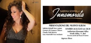 Sabrina Schiralli, presentazione di &quot;Innamorata&quot; il 26 Luglio a Bari