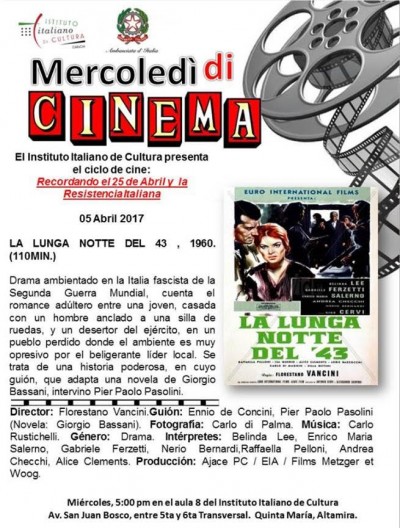 Instituto Italiano de Cultura /Ciclo di cine: La Lunga Notte 05 abril. 5:00PM