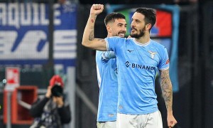  L&#039;esultanza di Luis Alberto dopo il gol partita segnato contro la Sampdoria all&#039;Olimpico