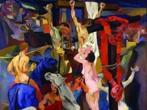 Particolare della Crocifissione di Renato Guttuso (1940-41), Galleria Nazionale d&#039;Arte Moderna e Contemporanea 