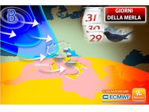 Piogge e nevicate nel weekend 30-31 gennaio