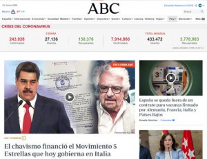 ABC denuncia que Maduro financio al M5S italiano. Periódico español habla de 3,5 millones euros.