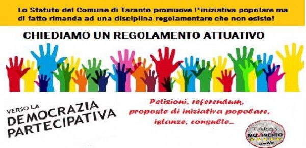 «La partecipazione popolare a Taranto: quel regolamento che non c’è»
