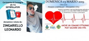 Pulsano (Taranto) – Un defibrillatore in dono per ricordare Leo Zingariello