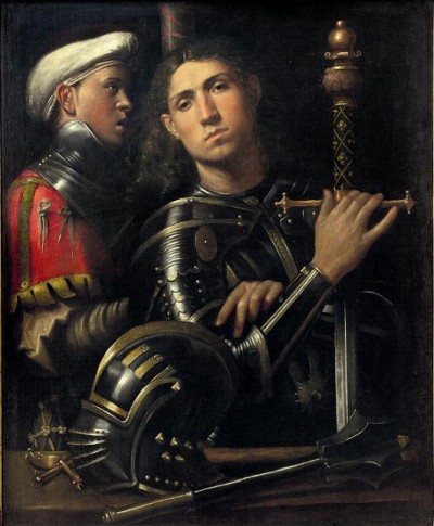 Giorgione: Ritratto di guerriero con scudiero detto “Il Gattamelata”, c. 1505-10 Olio su tela, cm 90 x 73 Firenze, Galleria degli Uffizi