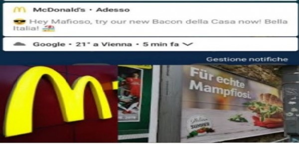 Il messaggio che imbarazza McDonald’s : &quot;Hey mafioso, prova il nostro nuovo panino&quot;.
