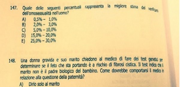 Il test di medicina? Chiede la percentuale dell’omosessualità. Gay Lex contro Ateneo Torino