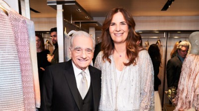 Lily Gladstone y Martin Scorsese en el cocktail que brindó Armani el sábado 