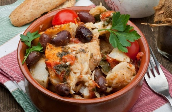 Pescado seco o bacalao empapado alla riese plato tradicional de la isla de Elba