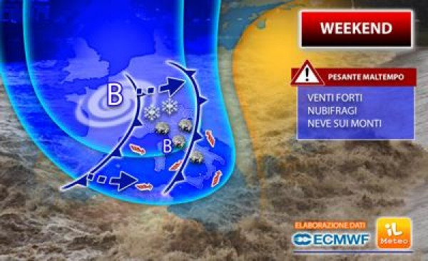 Weekend 5-6 dicembre, maltempo non stop e neve: ecco dove