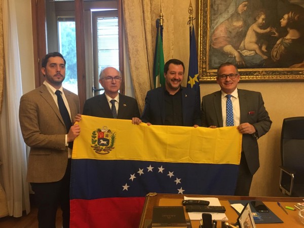 Matteo Salvini e Moavero incontrano  la  delegazione di Guaidò guidata da Antonio Ledezma
