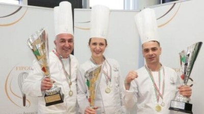 La alegría de los mejores pasteleros de Italia.