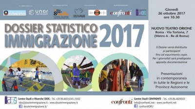 Verrà presentato il 26 ottobre in tutta Italia il Dossier Statistico Immigrazione 2017